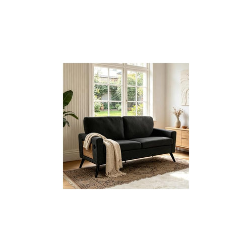 60" Loveseat Sofa with Side Table & USB Port, Modern 2 Seater Small Couch for Bedroom Living Room, Mini Sofa for Small Spaces, Beige, 680lbs Support (Grey)