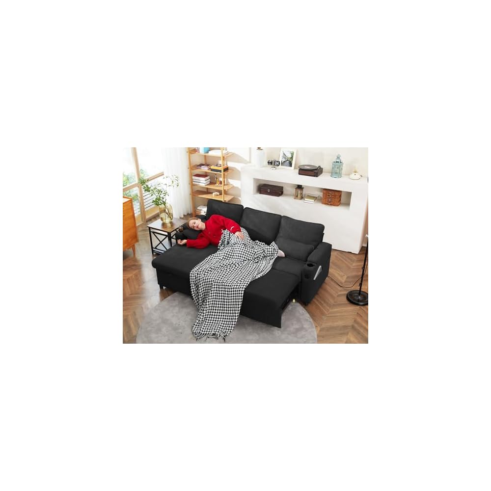Sofa Bed Pull Out 2 in 1 Sectional Sleeper Sofa L Shaped Couch with Storage