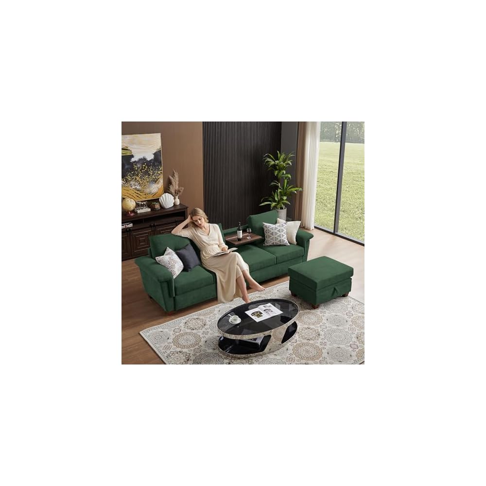 Sectional Sofa, L Shaped Couches for Living Room, Green