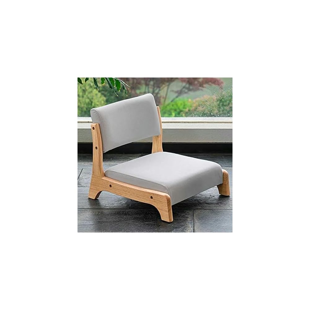 Floor Chair Tatami Chair Made of Wood, high Resilience, Foam Cushion, Solid Wood Back, Perfect for Living Room, Reading, Games, Comfortable Wooden Floor Chair