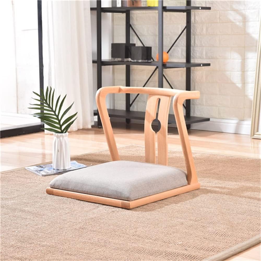 Living Room Chair Wooden Padded Floor Tatami with Back Support for Video-Gaming Reading