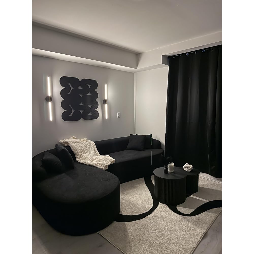 105" Boneless L Shaped Sectional Couch, Curved Cloud Deep Seat Sofa with Chaise Lounge, Oversized 4 Seater Couches for Living Room, No Assembly, Chenille Black