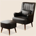 PU Leather Accent Chair Italian Style Single Sofa Genuine Leather Cigar American Style Exquisite Furniture Compression Resistant & Collapse Resistant for Living Lounge Whisky Bar(with Footstool)