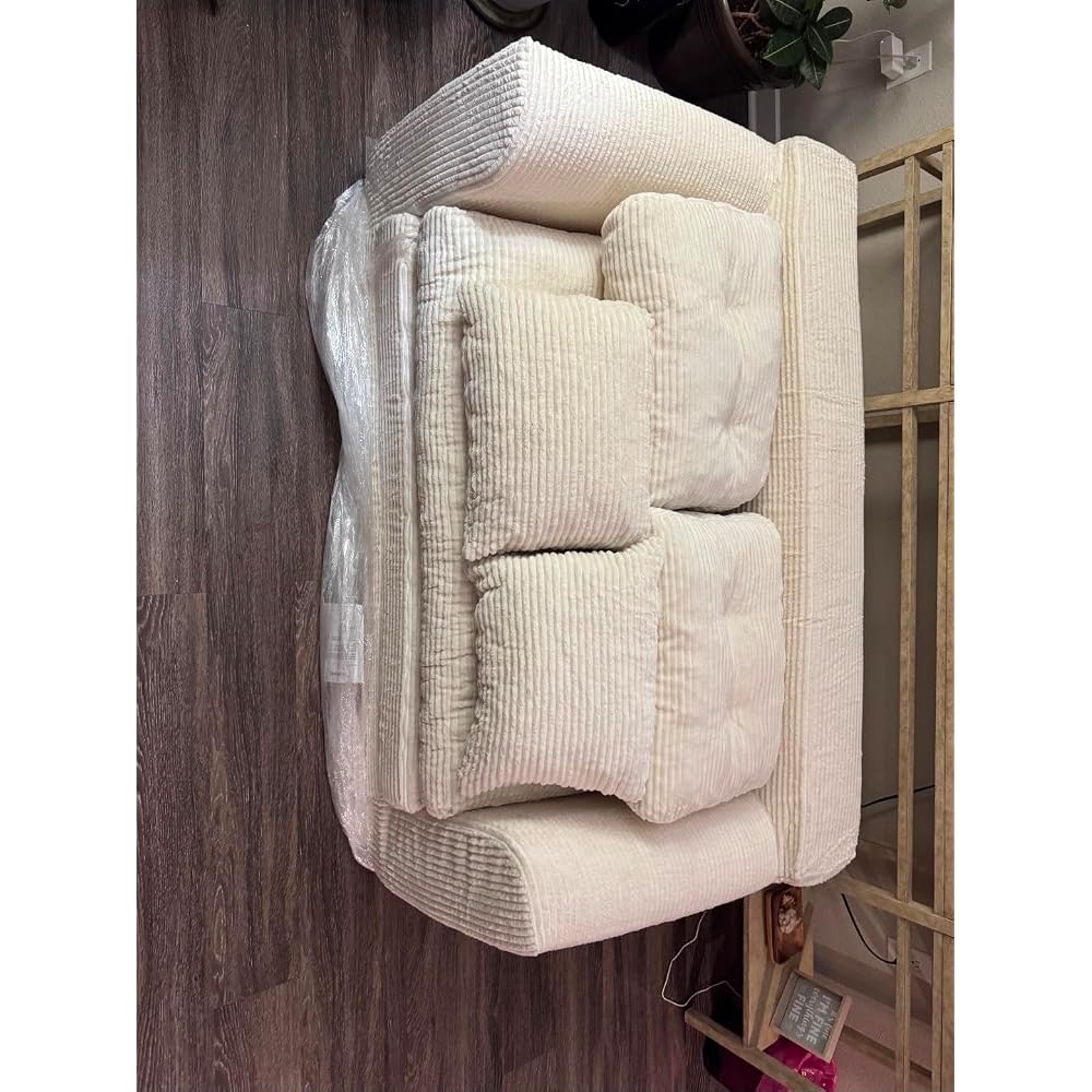 Homkdom Boneless Loveseat Sofa, Convertible Sofa Bed for Small Spaces, Grey
