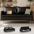 Mid Century Modern 60 In Black Loveseat Storage Sofa 2 Seat With USB Ports