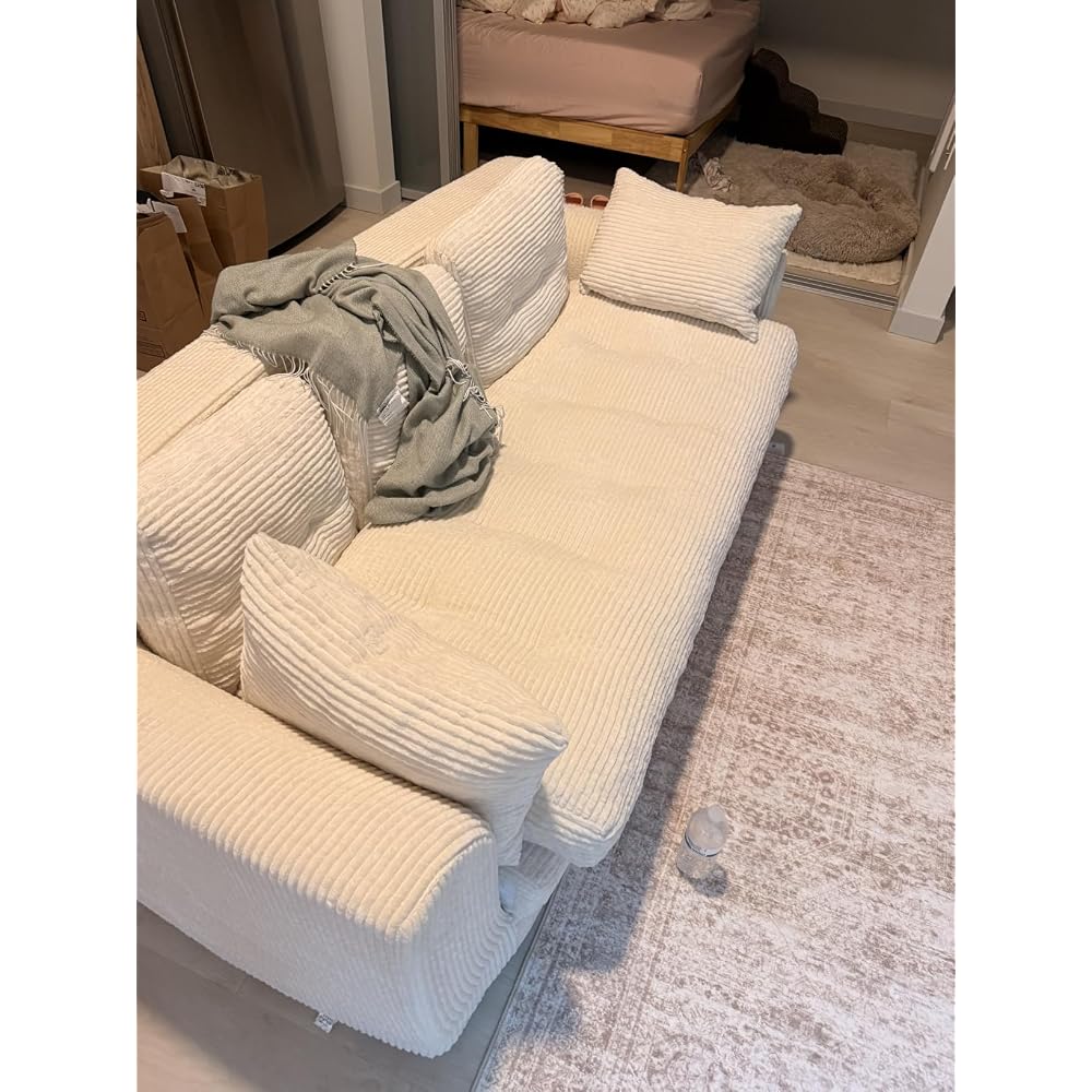 Homkdom Boneless Loveseat Sofa, Convertible Sofa Bed for Small Spaces, Grey