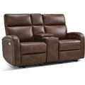 MCombo Zero Wall Recliner Loveseat, 2-Seat Power Wall Hugger Sofa with USB & Type-C Dual Ports, for Small Space Living Room RV, Faux Leather PR646 (Dark Brown, Loveseat with Console)