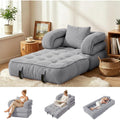 Folding Sofa Bed, Convertible Sleeper Chair with Armrests for Adults, Foldable Corduroy Boneless Bed, 3-in-1 Portable Futon Couch Floor Sofa with Pillow for Bedroom, Living Room, Gray