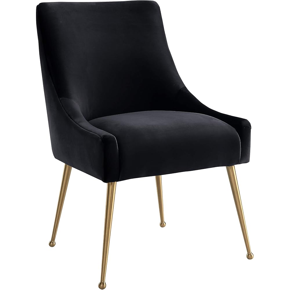 TOV Furniture Beatrix Ultra Modern Velvet Upholstered Dining Side Chair, 22" Black