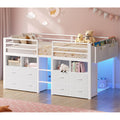 ADORNEVE Low Loft Bed Twin Size with 8 Storage Drawers for Kids, White