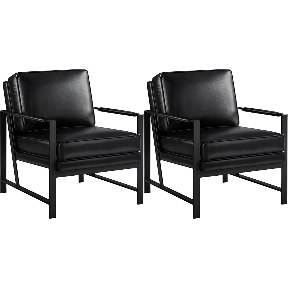 Yaheetech Mid-Century Modern Accent Chairs Set of 2, Black