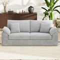 89.8" Cloud Boneless Sofa, Light Grey 2-Seater Loveseat Couch with 4 Pillows, Modern No Assembly Living Room Sofa for Small Spaces, Apartment, Bedroom