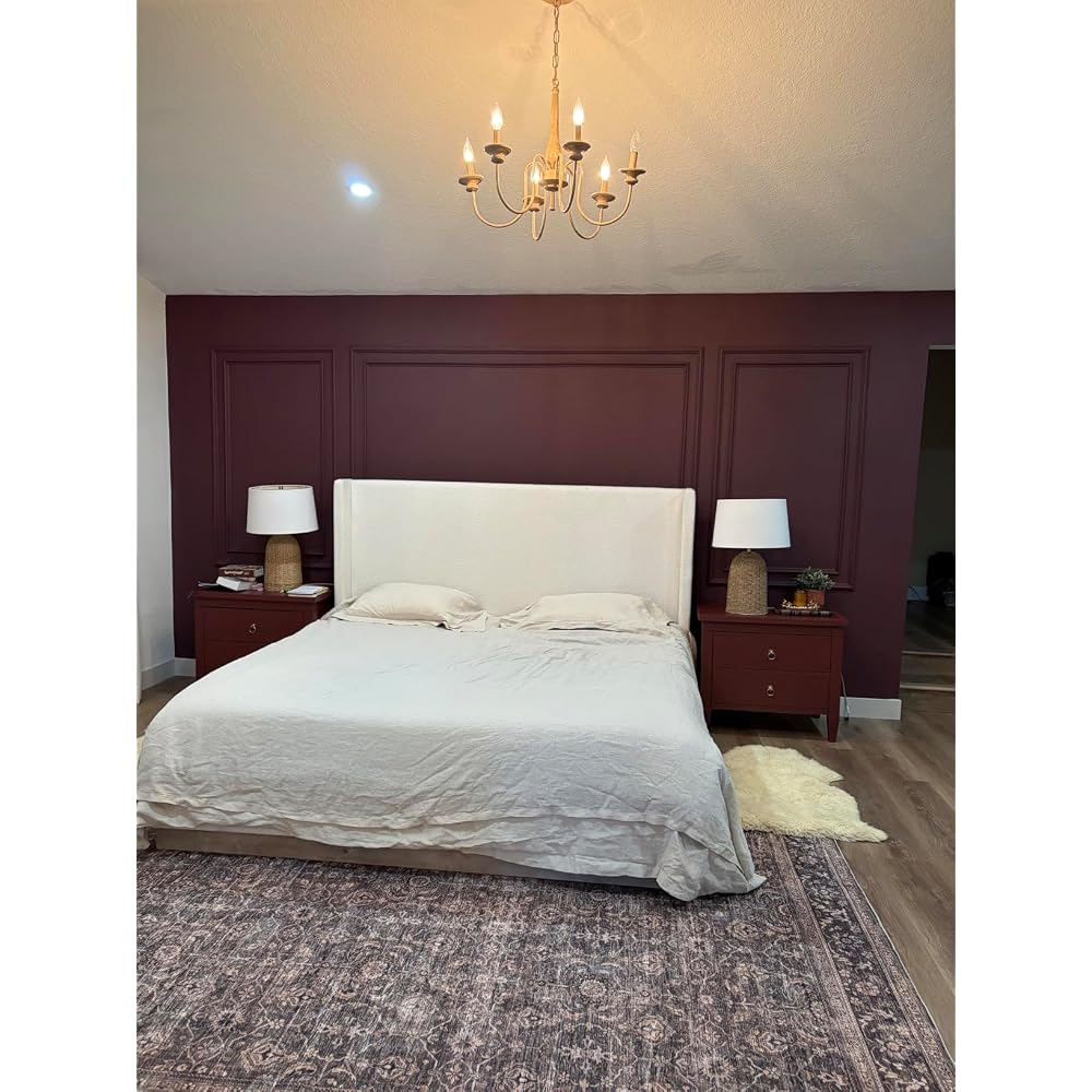 53.1" Extra-Tall Wingback Bed Frame - Luxury Cream White Boucle Upholstered Platform Bed with Gray Oak Wood Base, Heavy Duty 1000lbs, No Box Spring Needed, Noise-Free (Queen)