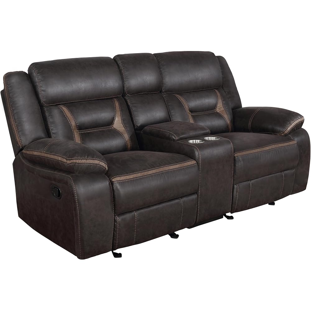 Coaster Greer Reclining Glider Loveseat with USB Charging, Brown 651355