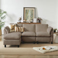 87" Convertible Sectional Sofa Couch,3 Seat L Shaped Sofa with Removable Ottoman,Comfy Chenille Fabric Small Cloud Couch for Living Room, Apartment and Office(Brown)