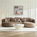 KEIKI 129" Curved Modular Leathaire Sectional Sofa with Right Chaise, Brown