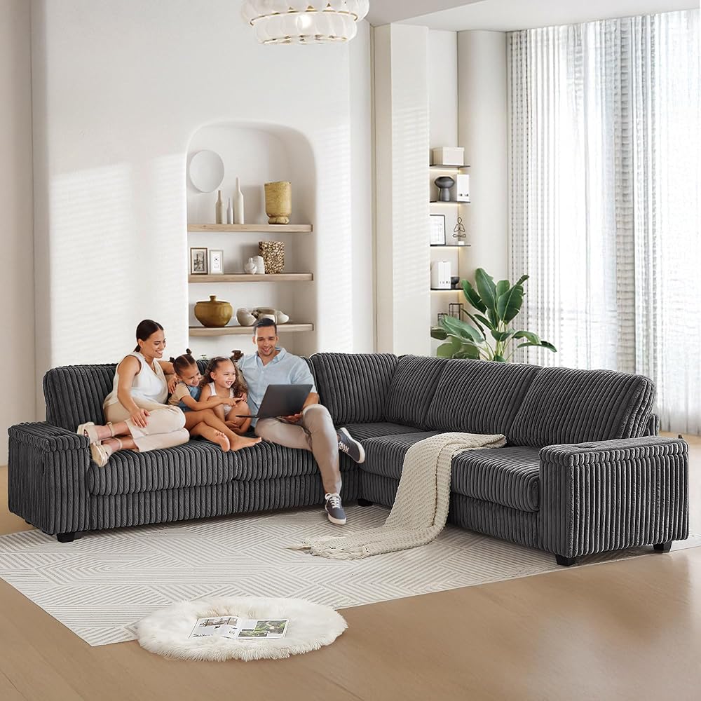 MAKIAAP 106" Oversized L-Shaped Sectional Couches for Living Room (Gray)