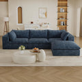 KEIKI 118.2" Oversized Cloud Sofa with Ottoman, Deep Seat Couch with 2 Pillows, DIY Combination Seat for Living Room, Bedroom,Conference Room,Apartment, Blue