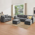 Tbfit Modular Sectional Couch 8 Seat, Cloud Sofa for Living Room, Chenille Sofa Set with Ottoman, Grey