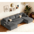 126" Boneless Sectional Couch, U-Shaped Modular Sofa with Chaise, Gray