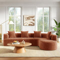 116.5" Boneless Curved Cloud Couch, Oversized L-Shaped Sofa 4 Seater Sectional, Chenille Wrinkle-Resistant, High-Resilience & Memory Foam, No Assembly, with 4 Accent Pillows (Orange)