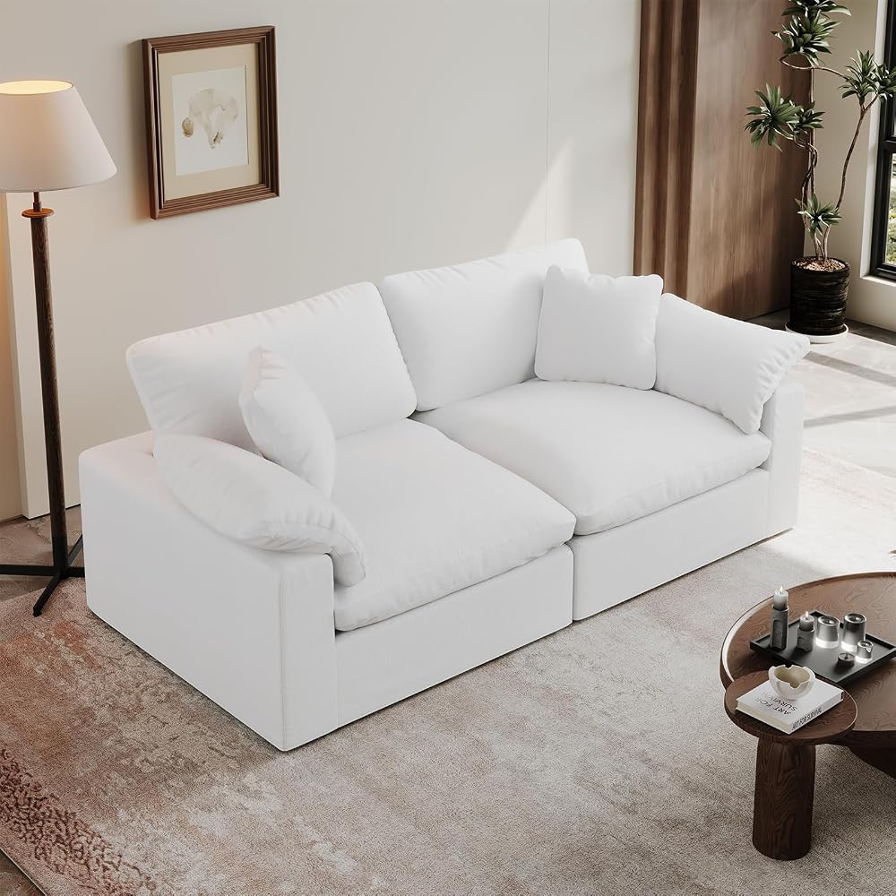 Oversized Cloud Sectional Couch, Loveseat Modular Cloud Sofa,White