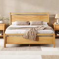 AMERLIFE Minimalist King Size Solid Wood Bed Frame with Headboard