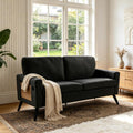 60" Loveseat Sofa with Side Table & USB Port, Modern 2 Seater Small Couch for Bedroom Living Room, Mini Sofa for Small Spaces, Beige, 680lbs Support (Grey)