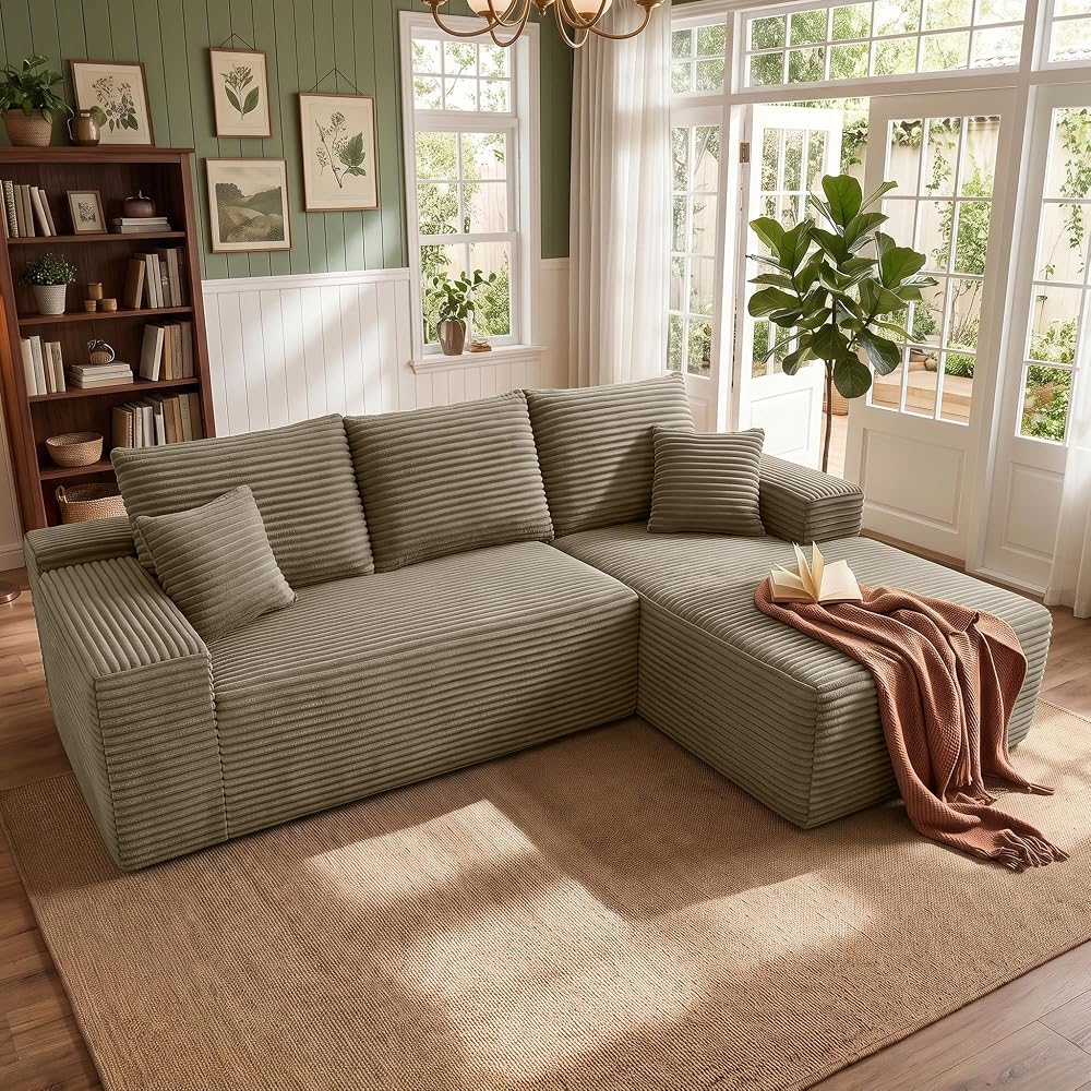 Boneless Couch Comfy Sectional Couches for Living Room,U Shaped Modular Cloud Couch Sofa, Minimalist Modular Sectional Sofa with Deep Seat