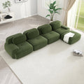 Modular Sectional Sofa Boneless Couch, Cloud Sectional Couches for Living Room, Oversized L Shaped Couch with Deep Seat and Ottoman, Comfy Corduroy Upholstery Green Couches, No Assembly(4S+1O)