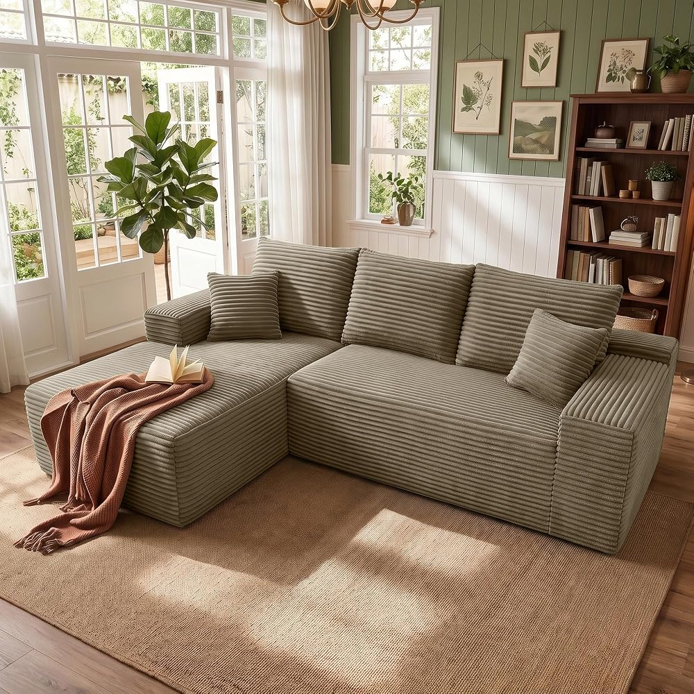 Boneless Couch Comfy Sectional Couches for Living Room,U Shaped Modular Cloud Couch Sofa, Minimalist Modular Sectional Sofa with Deep Seat